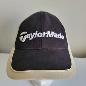 TaylorMade Golf Hat Cap TP Ball‎ Burner Adjustable Strapback Black Tan